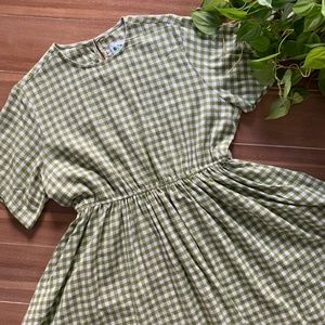 Shiny by Nature Gingham Dress - Matcha